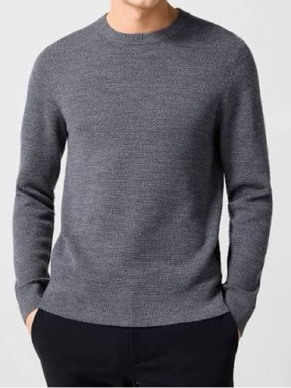 Theory Men's Charcoal Gray Crewneck Marino Wool Sweater